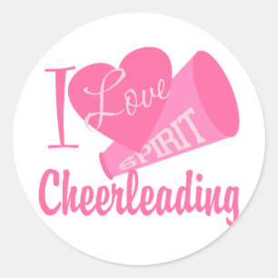 Adesivo Redondo Eu amo Cheerleading