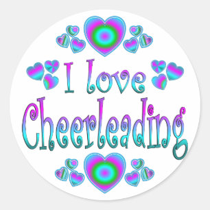Adesivo Redondo Eu amo Cheerleading