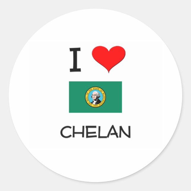 Adesivo Redondo Eu Amo Chelan Washington (Frente)