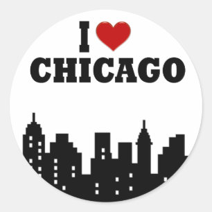 Adesivo Redondo Eu amo Chicago