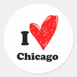 Adesivo Redondo Eu amo Chicago