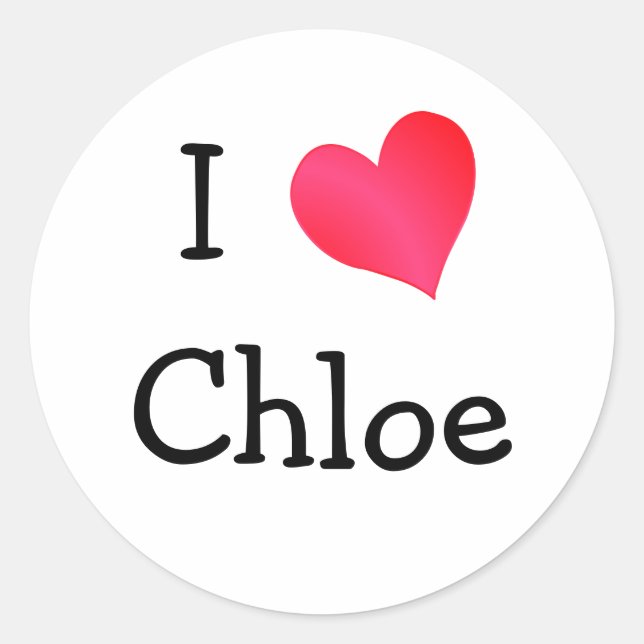 Adesivo Redondo Eu Amo Chloe (Frente)