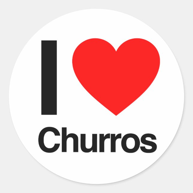 Adesivo Redondo eu amo churros (Frente)