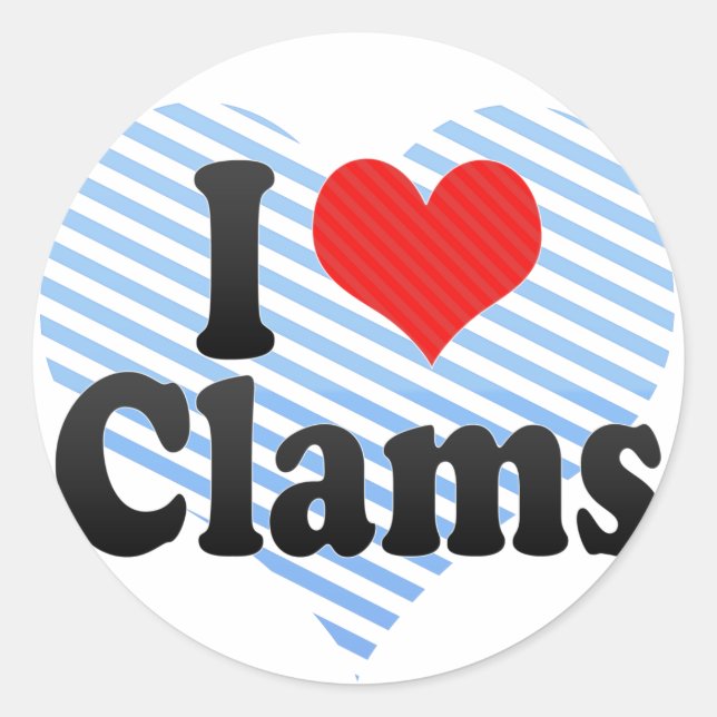 Adesivo Redondo Eu Amo Clams (Frente)