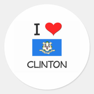 Adesivo Redondo Eu Amo Clinton Connecticut