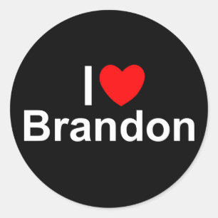 Adesivo Redondo Eu amo (coração) Brandon