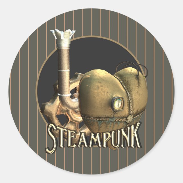 Adesivo Redondo Eu Amo Coração de Bassas Steampunk (Frente)