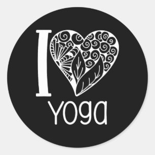 Adesivo Redondo Eu Amo Coração de Yoga Para Mulheres Que Amam Yoga