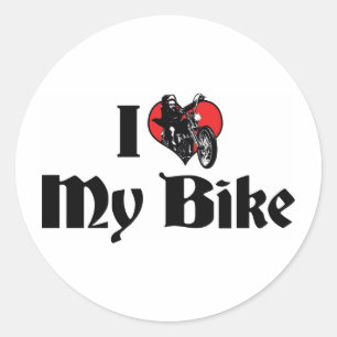 Adesivo Redondo Eu Amo Coração Minha Bicicleta - Amante De Bicicle