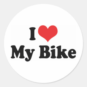 Adesivo Redondo Eu Amo Coração Minha Bicicleta - Amante De Bicicle