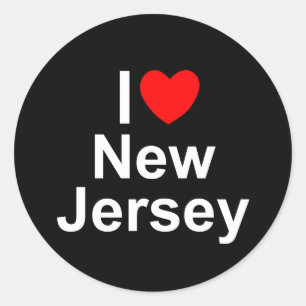 Adesivo Redondo Eu amo (coração) New-jersey