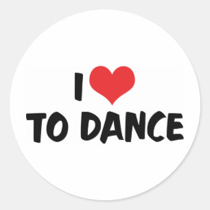 Adesivo Redondo Eu Amo Coração Para Dançar - Tango Valsa Ballet Am