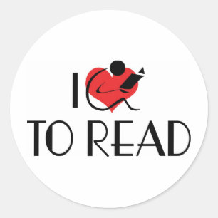 Adesivo Redondo Eu Amo Coração Para Ler - Amante de Livros