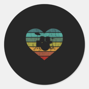 Adesivo Redondo Eu Amo Coração Retro de Baterias