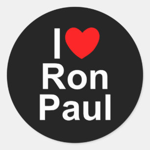 Adesivo Redondo Eu amo (coração) Ron Paul