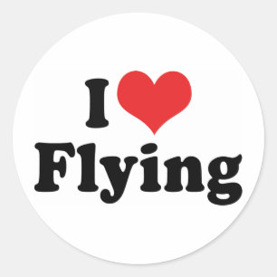 Adesivo Redondo Eu Amo Coração Voador - Amante de Avião