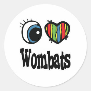 Adesivo Redondo Eu Amo (Coração) Wombats