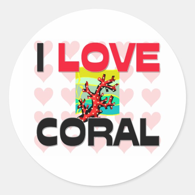 Adesivo Redondo Eu Amo Coral (Frente)