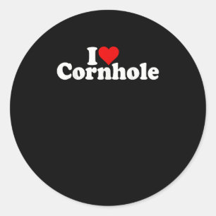 ADESIVO REDONDO EU AMO CORNHOLE DO CORAÇÃO