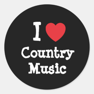 Adesivo Redondo Eu amo Country Music personalizado
