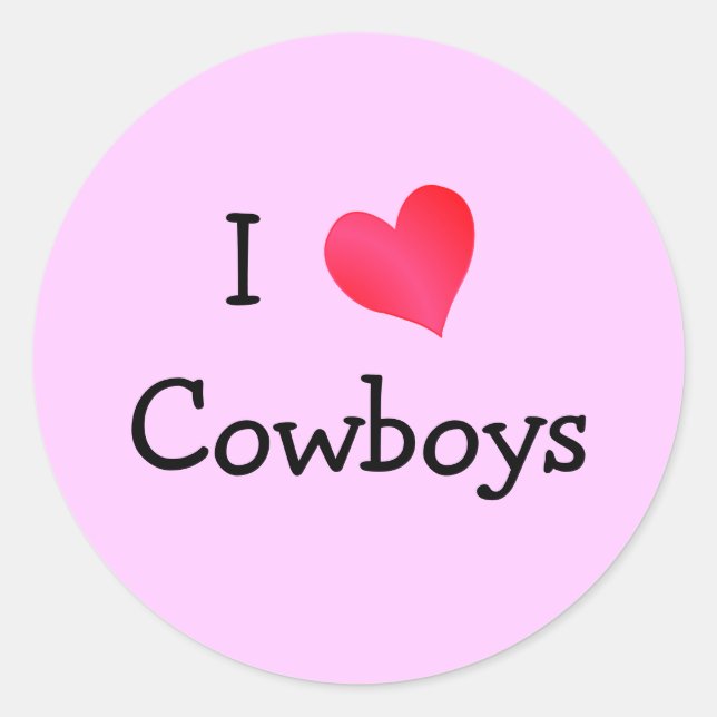 Adesivo Redondo Eu Amo Cowboys (Frente)
