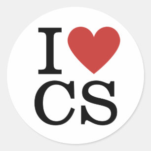 Adesivo Redondo Eu ❤️ Amo CS - Serviço de Atendimento ao Cliente -