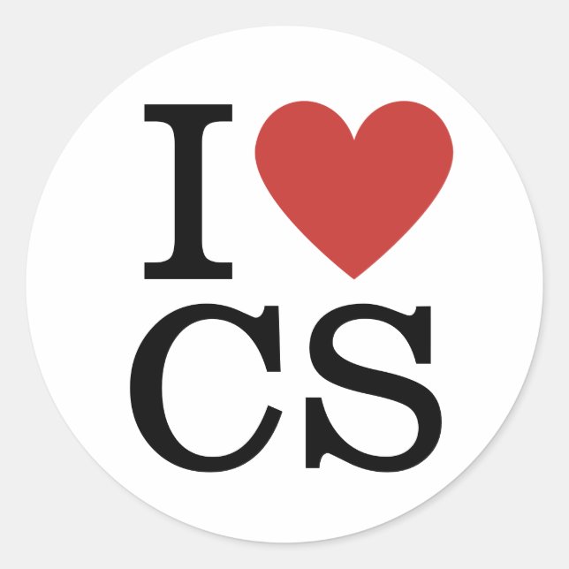 Adesivo Redondo Eu ❤️ Amo CS - Serviço de Atendimento ao Cliente - (Frente)
