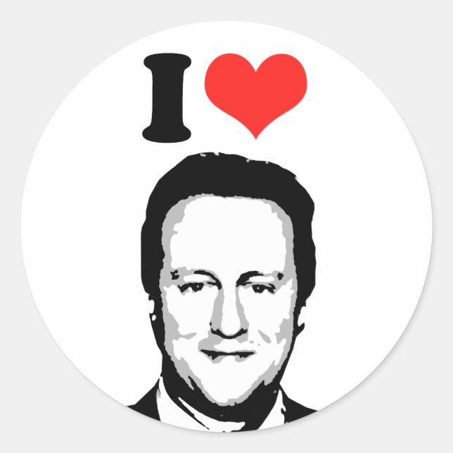 Adesivo Redondo Eu Amo David Cameron (Frente)