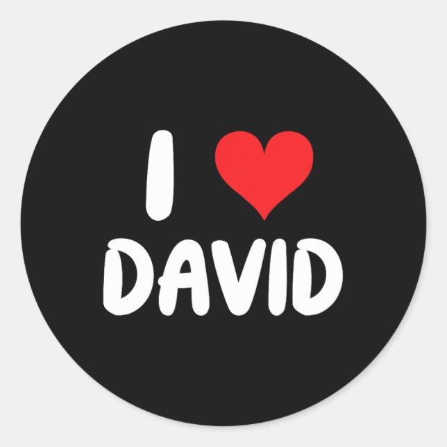 Adesivo Redondo Eu Amo David - Coração  (Frente)