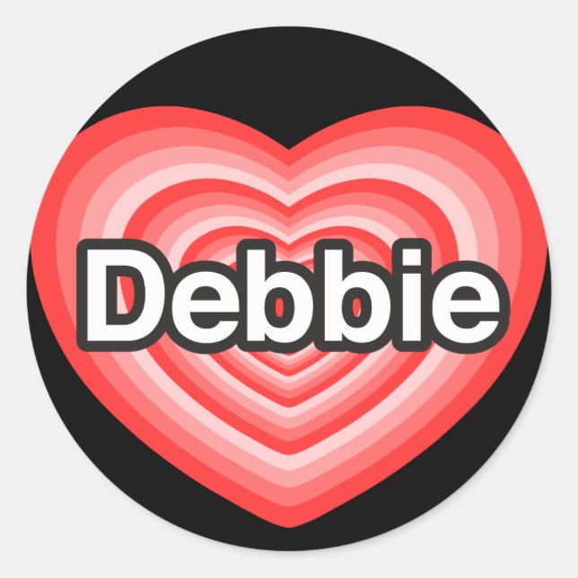 Adesivo Redondo Eu amo Debbie. Eu te amo Debbie. Coração (Frente)