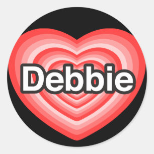 Adesivo Redondo Eu amo Debbie. Eu te amo Debbie. Coração