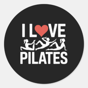 Adesivo Redondo Eu Amo Design de Motivação para Treino de Pilates