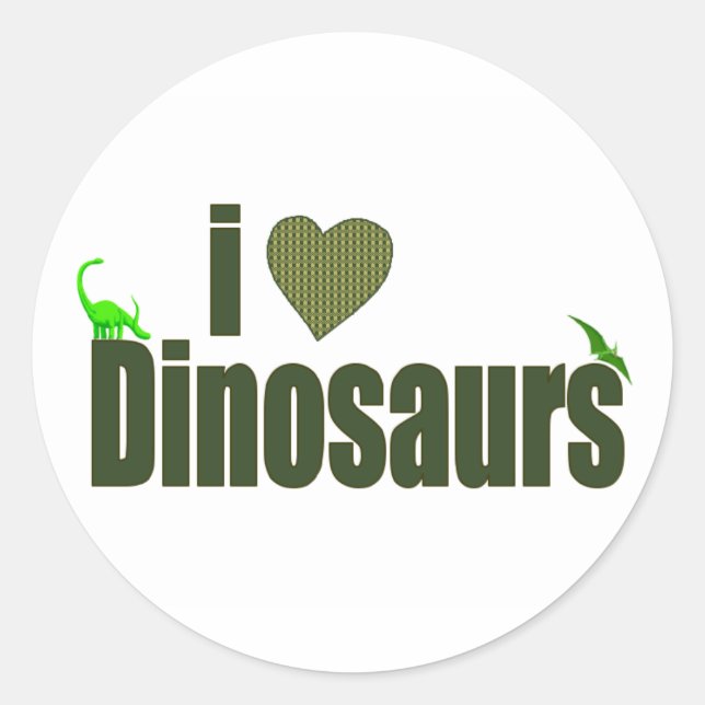 Adesivo Redondo Eu Amo Dinossauros (Frente)