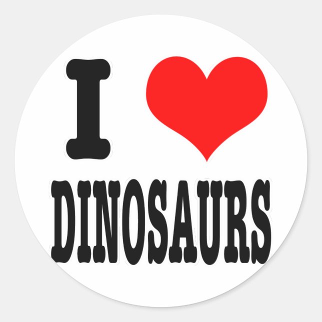 Adesivo Redondo EU AMO dinossauros (Frente)
