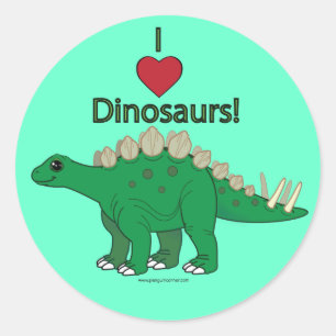 Adesivo Redondo Eu Amo Dinossauros: Estegossauro