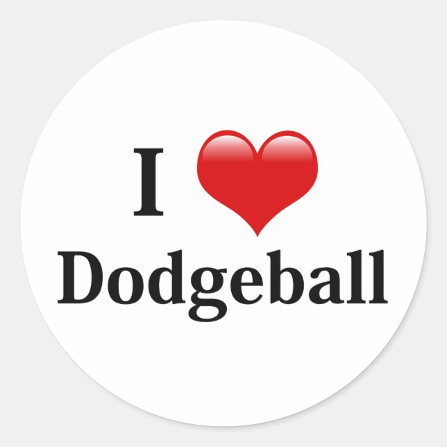 Adesivo Redondo Eu Amo Dodgeball (Frente)