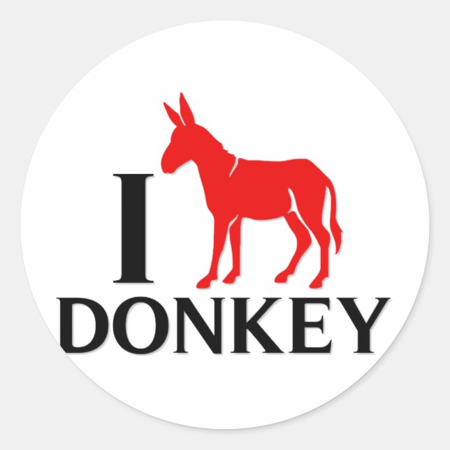 Adesivo Redondo Eu Amo Donkey (Frente)