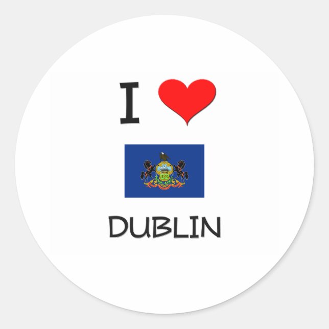 Adesivo Redondo Eu Amo Dublin Pensilvânia (Frente)