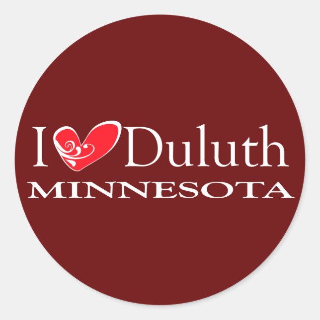 Adesivo Redondo Eu Amo Duluth Minnesota (Frente)