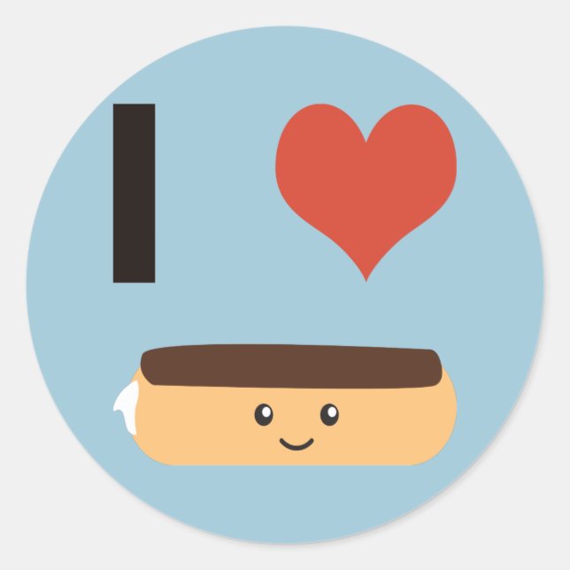 Adesivo Redondo Eu amo Eclairs (Frente)