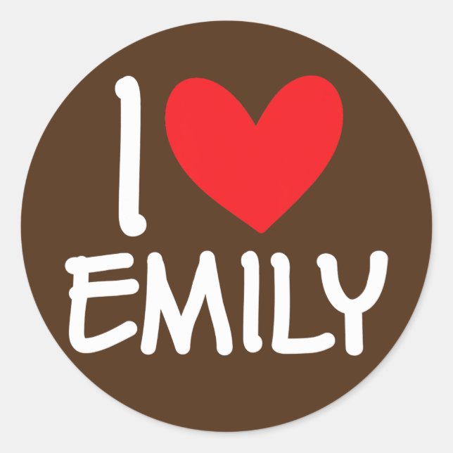 Adesivo Redondo Eu Amo Emily Name Personally Girl Woman BFF (Frente)