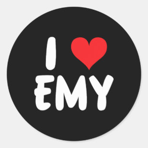 Adesivo Redondo Eu Amo Emy - Coração - Nome