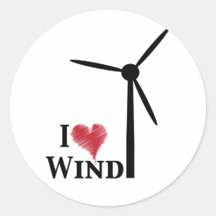 Adesivo Redondo eu amo energias eólicas