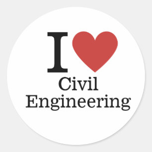 Adesivo Redondo Eu ❤️ Amo Engenharia Civil para Estudantes/Faculda