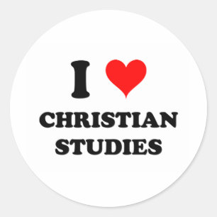 Adesivo Redondo Eu amo estudos cristãos