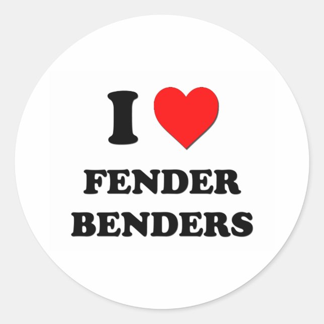 Adesivo Redondo Eu Amo Fender Benders (Frente)