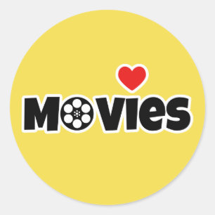 Adesivo Redondo Eu amo filmes