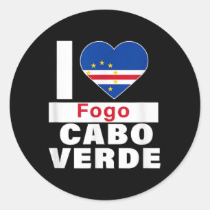 Adesivo Redondo Eu Amo Fogo Cabo Verde Com Coração Da Bandeira De