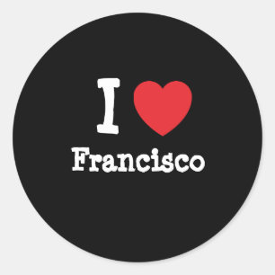 Adesivo Redondo Eu amo Francisco coração personalizado personali
