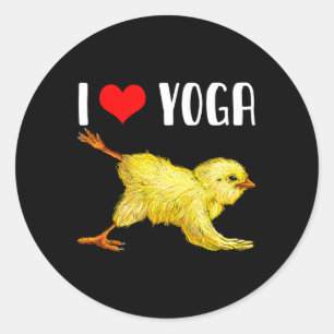 Adesivo Redondo Eu Amo Frango de Yoga Fofo Por Presente de Yoga de
